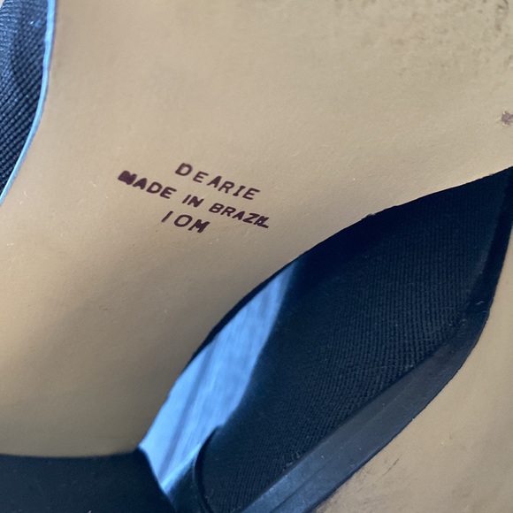 Apostrophe Black Leather and Fabric Heels. Size 10. 3.5” Block Heels - Picture 10 of 12